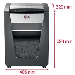 Iratmegsemmisítő, mikrokonfetti, 15 lap, REXEL Momentum M515, biztonsági fokozat: P-5, 30 lieres tartály