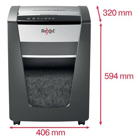 Iratmegsemmisítő, mikrokonfetti, 15 lap, REXEL Momentum M515, biztonsági fokozat: P-5, 30 lieres tartály