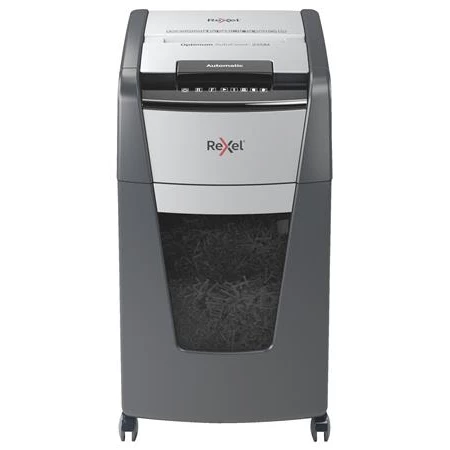 Iratmegsemmisítő, mikrokonfetti, 225 lap, REXEL, Optimum AutoFeed+ 225M, biztonsági fokozat: P-5, 60 literes tartály