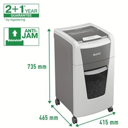 Iratmegsemmisítő, mikrokonfetti, 300 lap, LEITZ IQ AutoFeed Office 300 P5 Pro, biztonsági fokozat: P-5, 60 lit tartály