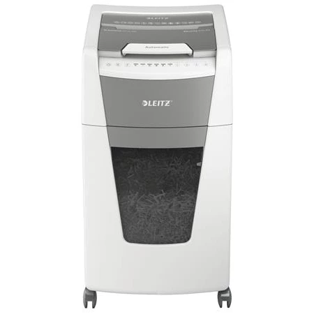 Iratmegsemmisítő, mikrokonfetti, 300 lap, LEITZ IQ AutoFeed Office 300 P5 Pro, biztonsági fokozat: P-5, 60 lit tartály