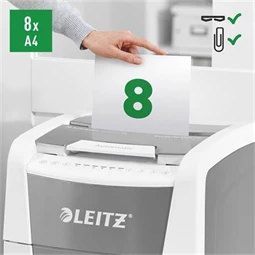 Iratmegsemmisítő, mikrokonfetti, 300 lap, LEITZ IQ AutoFeed Office 300 P5 Pro, biztonsági fokozat: P-5, 60 lit tartály