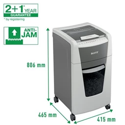 Iratmegsemmisítő, mikrokonfetti, 300 lap, LEITZ IQ AutoFeed Office 300 P5 Pro, biztonsági fokozat: P-5, 60 lit tartály