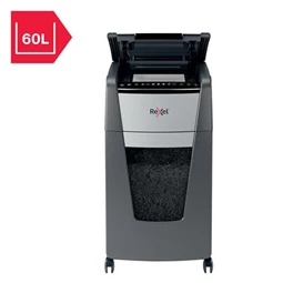 Iratmegsemmisítő, mikrokonfetti, 300 lap, REXEL, Optimum AutoFeed+ 300M, biztonsági fokozat: P-5, 60 literes tartály