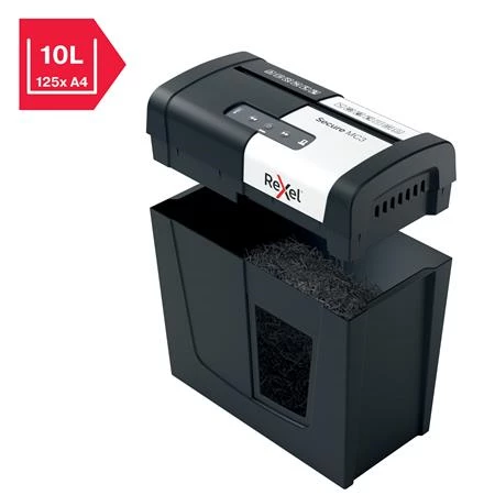 Iratmegsemmisítő, mikrokonfetti, 3 lap, REXEL, Secure MC3, biztonsági fokozat: P-5, 10 literes tartály