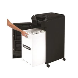 Iratmegsemmisítő, mikrokonfetti, 600 lap, FELLOWES AutoMax 600M, fekete, biztonsági fokozat: P-5, 83 literes tartály
