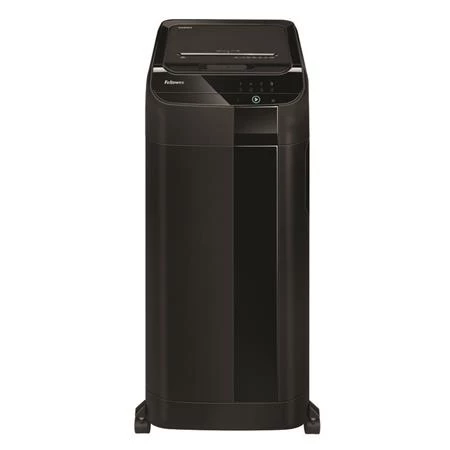 Iratmegsemmisítő, mikrokonfetti, 600 lap, FELLOWES AutoMax 600M, fekete, biztonsági fokozat: P-5, 83 literes tartály
