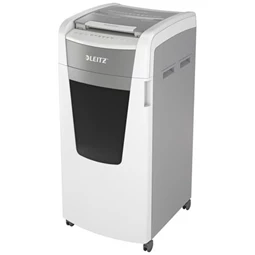 Iratmegsemmisítő, mikrokonfetti, 600 lap, LEITZ IQ AutoFeed Office 600 P5, biztonsági fokozat: P-5, 110 literes tartály
