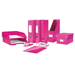 Iratpapucs LEITZ Click&Store PP/karton, 95 mm, lakkfényű, rózsaszín