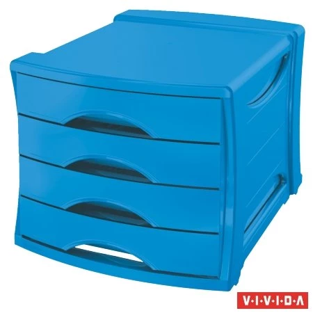 Irattároló doboz ESSELTE Europost, Vivida műanyag, 4 fiókos, kék