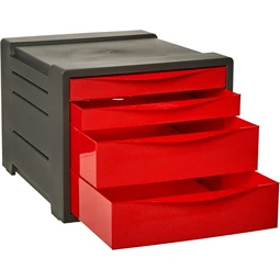 Irattároló doboz ESSELTE Europost, Vivida műanyag, 4 fiókos, piros