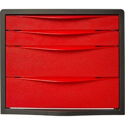 Irattároló doboz ESSELTE Europost, Vivida műanyag, 4 fiókos, piros