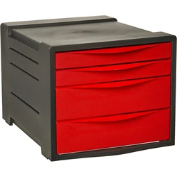 Irattároló doboz ESSELTE Europost, Vivida műanyag, 4 fiókos, piros