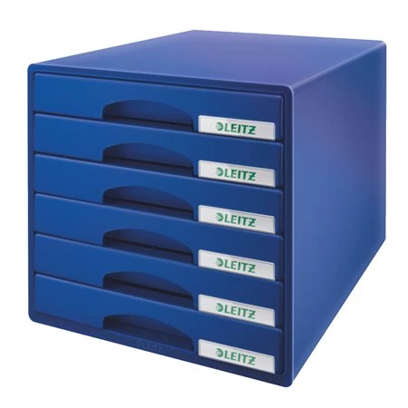 Irattároló doboz LEITZ Plus műanyag, 6 fiókos, kék