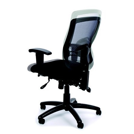 Irodai szék MAYAH Creative állítható karfa, fekete szövet, hálós háttámla, króm láb