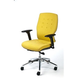 Irodai szék, MAYAH Sunshine állítható karfával, sárga szövetborítás, alumínium lábkereszt