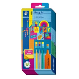 Írószer készlet, ajándék öntapadó jegyzettömbbel, STAEDTLER® Happy set 61 SC2