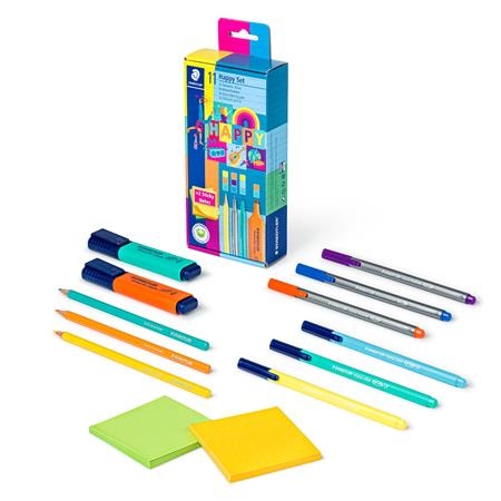 Írószer készlet, ajándék öntapadó jegyzettömbbel, STAEDTLER® Happy set 61 SC2