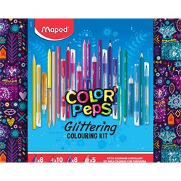 Írószer készlet, csillámos színező készlet, MAPED Color Peps, 31 darabos