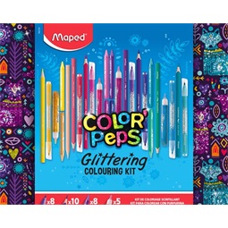 Írószer készlet, csillámos színező készlet, MAPED Color Peps, 31 darabos