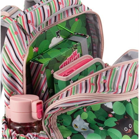 Iskolatáska ARS UNA anatómiai Think-Pink, zöld, csíkos