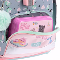 Iskolatáska ARS UNA kompakt easy mágneszáras, Cute Animals - Tea Party