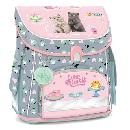 Iskolatáska ARS UNA kompakt easy mágneszáras, Cute Animals - Tea Party