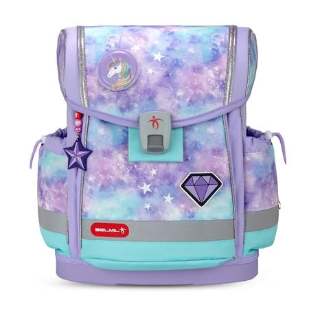 Iskolatáska ergonómikus BELMIL Classy Plus Diamond Unicorn, unikornis 37x32x19 cm mágneszárral