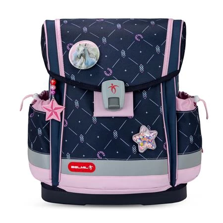 Iskolatáska ergonómikus BELMIL Classy Plus Midnight Gallop lópatkó 37x32x19 cm mágneszárral