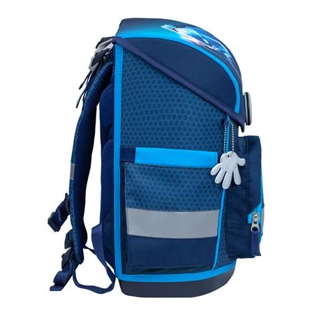 Iskolatáska ergonómikus BELMIL Compact Racing Blue Neon, versenyautó 37x30x19 cm mágneszárral