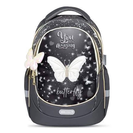 Iskolatáska ergonómikus BELMIL Leisure Plus Amazing Butterfly pillangó 40×20×30 cm cipzáras