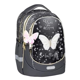 Iskolatáska ergonómikus BELMIL Leisure Plus Amazing Butterfly pillangó 40×20×30 cm cipzáras