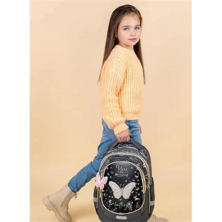 Iskolatáska ergonómikus BELMIL Leisure Plus Amazing Butterfly pillangó 40×20×30 cm cipzáras