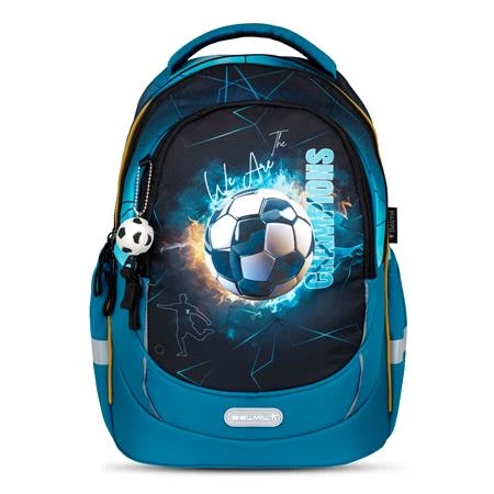 Iskolatáska ergonómikus BELMIL Leisure Plus Fire Footbal foci 40×20×30 cm cipzáras