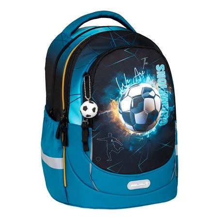 Iskolatáska ergonómikus BELMIL Leisure Plus Fire Footbal foci 40×20×30 cm cipzáras