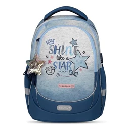 Iskolatáska ergonómikus BELMIL Leisure Plus Shine like a Star Jeans csillag 40×20×30 cm cipzáras