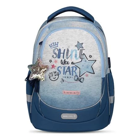 Iskolatáska ergonómikus BELMIL Leisure Plus Shine like a Star Jeans csillag 40×20×30 cm cipzáras