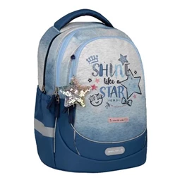 Iskolatáska ergonómikus BELMIL Leisure Plus Shine like a Star Jeans csillag 40×20×30 cm cipzáras