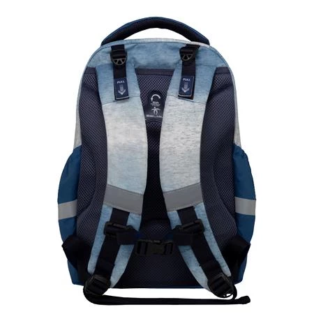 Iskolatáska ergonómikus BELMIL Leisure Plus Shine like a Star Jeans csillag 40×20×30 cm cipzáras