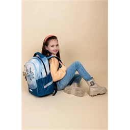 Iskolatáska ergonómikus BELMIL Leisure Plus Shine like a Star Jeans csillag 40×20×30 cm cipzáras