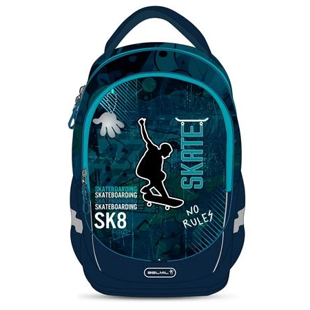 Iskolatáska ergonómikus BELMIL Leisure Plus Skate gördeszka 40×20×30 cm cipzáras