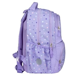 Iskolatáska ergonómikus BELMIL Maxi Pack Purple Dots lila pöttyös 42×30×17 cm cipzáras