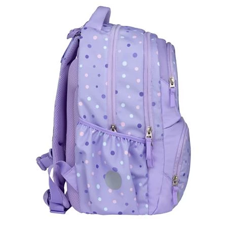 Iskolatáska ergonómikus BELMIL Maxi Pack Purple Dots lila pöttyös 42×30×17 cm cipzáras