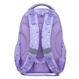 Iskolatáska ergonómikus BELMIL Maxi Pack Purple Dots lila pöttyös 42×30×17 cm cipzáras