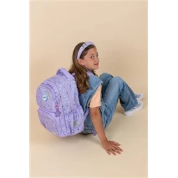 Iskolatáska ergonómikus BELMIL Maxi Pack Purple Dots lila pöttyös 42×30×17 cm cipzáras