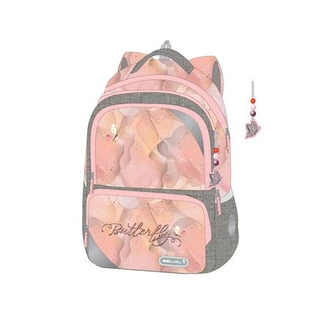 Iskolatáska ergonómikus BELMIL "Maxi Packspecial T-Shinning Butterfly", pillangó 42×30×17 cm cipzáras