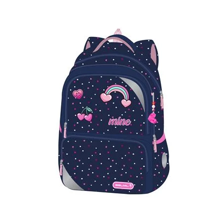 Iskolatáska ergonómikus BELMIL Maxi Packspecial T-Simple Heart pöttyös-szivecskés 42×30×17 cm cipzáras