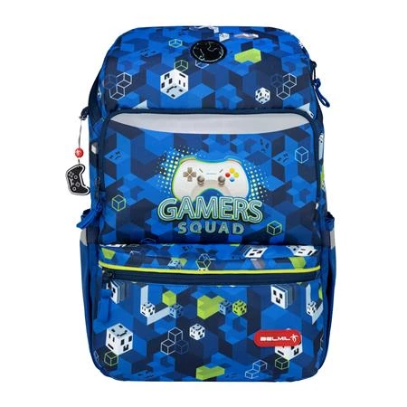 Iskolatáska ergonómikus BELMIL Zippy Gamer Squad gamer 41,5x26x13 cm cipzáras