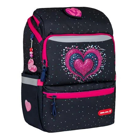 Iskolatáska ergonómikus BELMIL Zippy Pinky pink szív 1,5x26x13 cm cipzáras