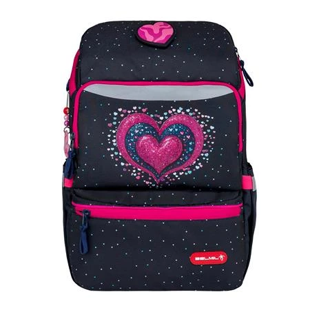 Iskolatáska ergonómikus BELMIL Zippy Pinky pink szív 1,5x26x13 cm cipzáras